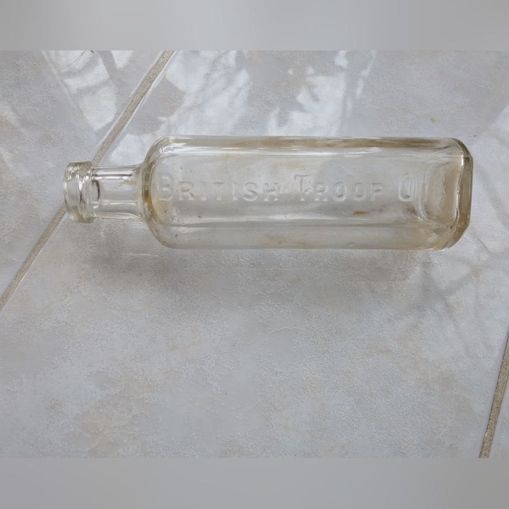 Antique/Vintage British Troop Oil Glass Bottle